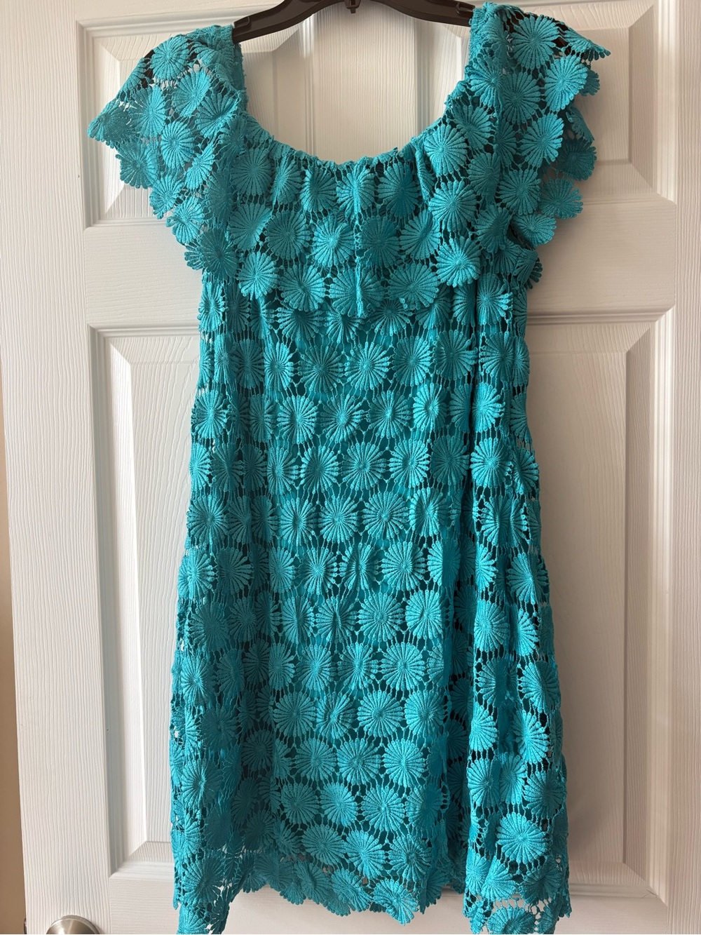 Trina Turk Turquoise Daisy Crochet Dress